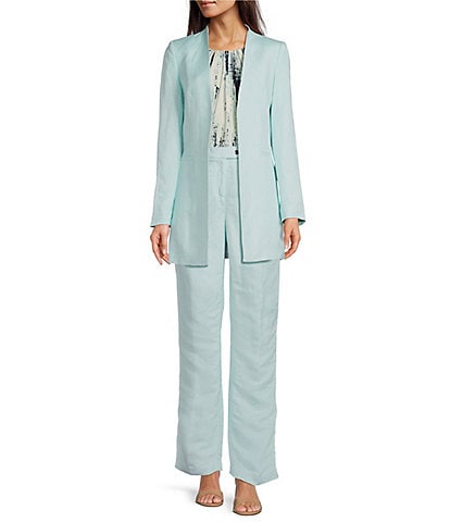 Calvin Klein Linen Blend Roll Sleeve Open Front Jacket & Linen Blend Modern Fit Pants
