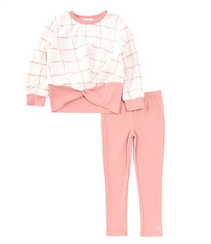 Calvin Klein Little Girls 2T-6X Brushed Fleece Pullover Top & Matching  Skirt 2-Piece Set