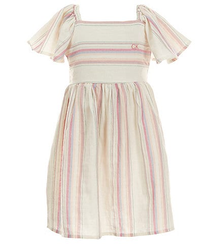 Calvin Klein Little Girls 2T-6X Lurex Stripe Fit & Flare Dress
