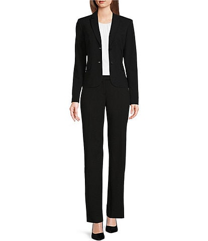 Calvin Klein Long Sleeve Open Front Trench Jacket & Classic Fit Straight Leg Luxe Stretch Pants