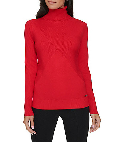 Calvin Klein Long Sleeve Turtleneck Criss Cross Sweater