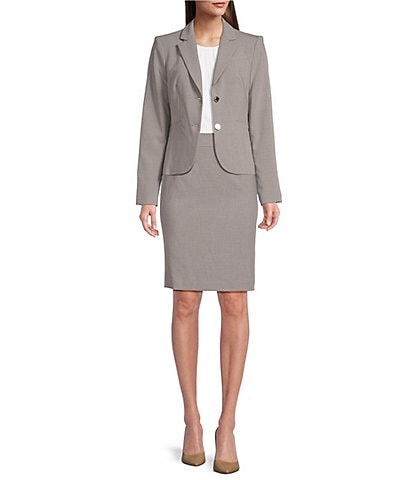 Calvin Klein Luxe Stretch 2 Button Notch Lapel Long Sleeve Blazer & Classic Fit Straight Leg Pants