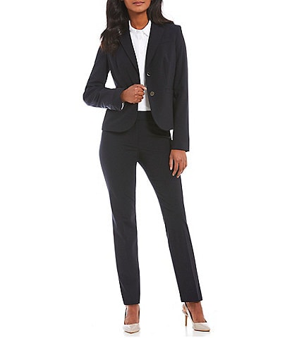 Calvin Klein Luxe Stretch 2 Button Notch Lapel Long Sleeve Blazer & Classic Fit Straight Leg Pants
