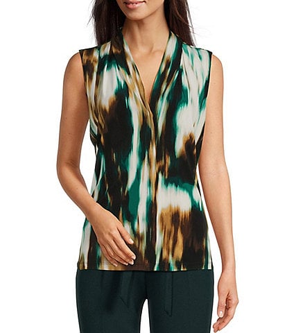 Calvin Klein Matte Jersey Printed V-Neck Sleeveless Fitted Cami