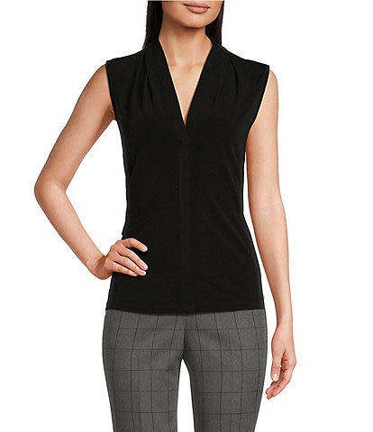 $49 Vince Camuto Womens Black Knit Side Tie Ruched Tank Top Med.