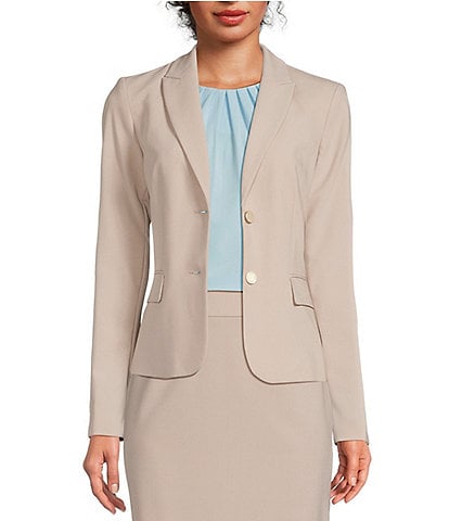 Calvin Klein Notch-Collar Long Sleeve Padded Shoulder Luxe Stretch Coordinating Jacket