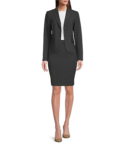 Calvin Klein Notch-Collar Long Sleeve Padded Shoulder Luxe Stretch Coordinating Jacket