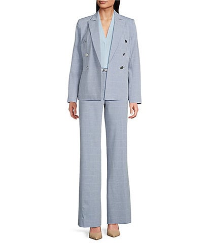 Calvin Klein Notch Collar Long Sleeve Windowpane Double Breasted Jacket & Windowpane Belted Pants
