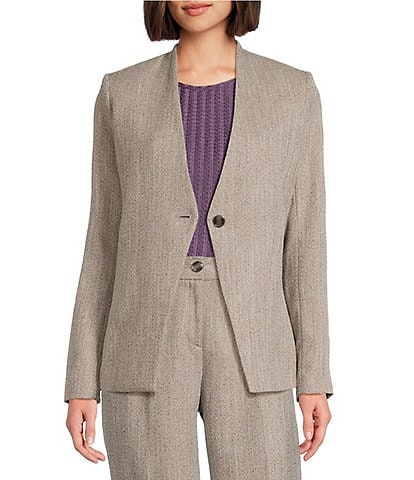 Calvin Klein Novelty Collarless One Button Jacket