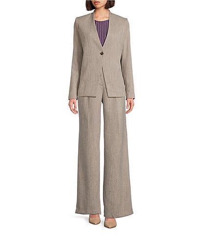 Calvin Klein Novelty Collarless One Button Jacket