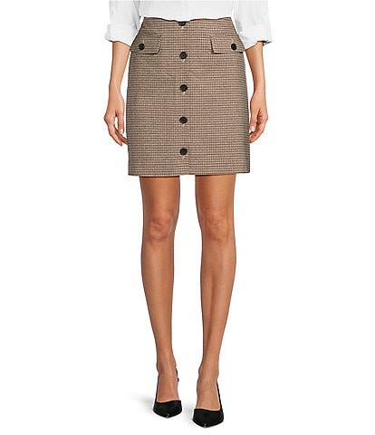 Calvin Klein Novelty Coordinating Button Front Pencil Skirt