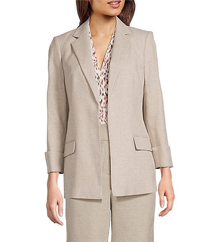 Calvin Klein Open Front Notch Collar Rolled Sleeve Jacket
