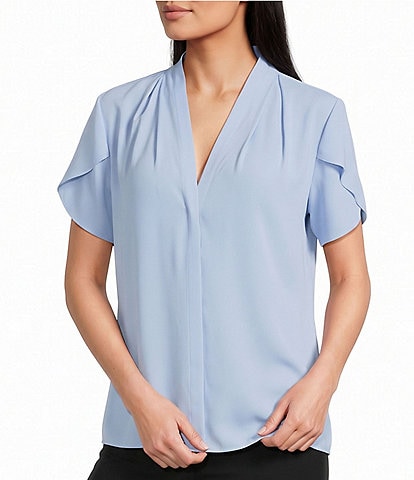 Calvin Klein Petal Sleeve V-Neck Blouse