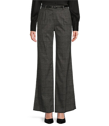 Calvin Klein Petite Size Plaid Belted Coordinating Pleated Pants