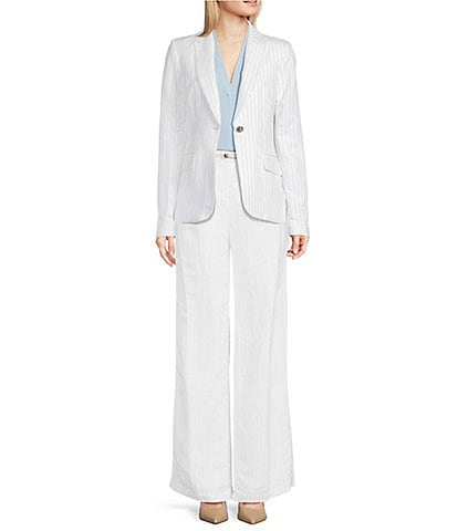Calvin Klein Pinstripe Linen Blend One-Button Blazer & Pinstripe Linen Blend Pants