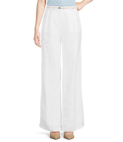 Calvin Klein Pinstripe Linen Blend Pants