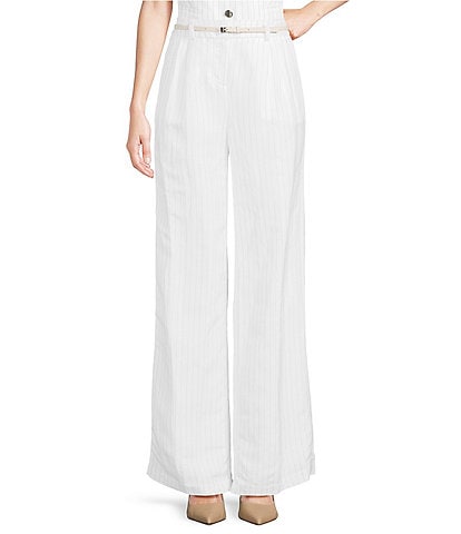Calvin Klein Pinstripe Linen Blend Pants