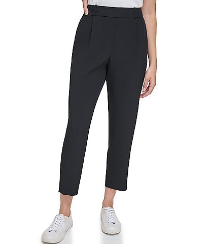 Calvin Klein Pleated Front Straight Leg Pocketed Pull-On Pant