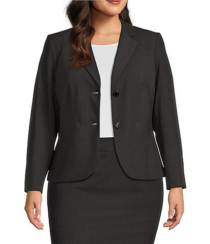  Plus Size Long Sleeve 2-Button Suit Jacket