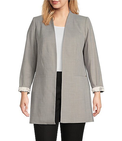 Calvin Klein Plus Size Contrasting Rolled Cuff Stretch Woven Jacket