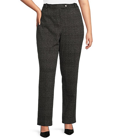 Calvin Klein Plus Size Cotton-Blend Straight Leg Herringbone Pants