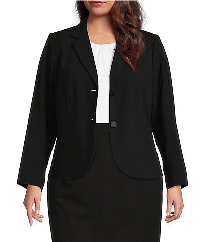  Plus Size Long Sleeve 2-Button Suit Jacket