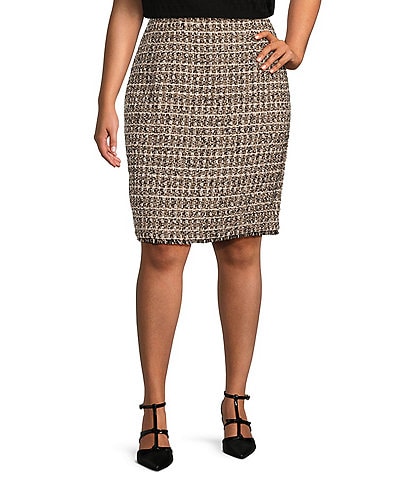 Calvin Klein Plus Size Sequin Print Boucle Coordinating Pencil Skirt