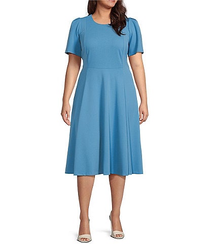 Calvin Klein Womens Plus Surplice Knee-Length Wrap Dress Blue 20W at  Women's  Clothing store