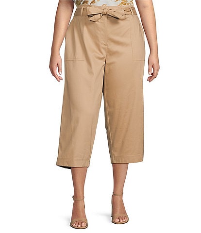 Calvin Klein Plus Size Wide Leg Belted Crop Pants