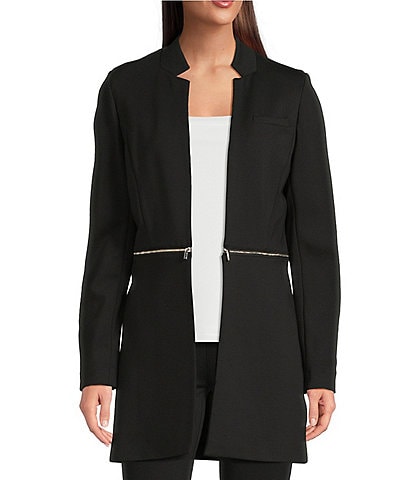 Calvin Klein Ponte Zipper Detail Open Front Topper