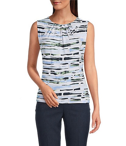 Calvin Klein Printed Sleeveless Pleat Neck Cami