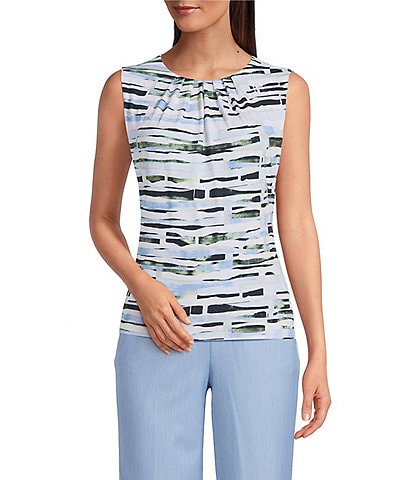 Calvin Klein Printed Sleeveless Pleat Neck Cami