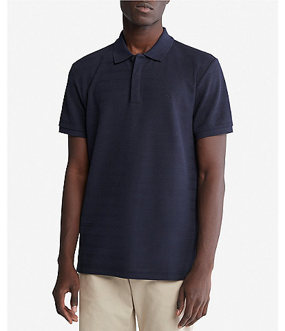 Calvin Klein Regular Fit Short Sleeve Ottoman Striped Polo Shirt