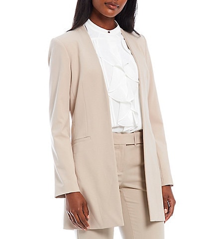 Calvin Klein Contrast Lining Long Roll-Tab Sleeve Open Front Jacket