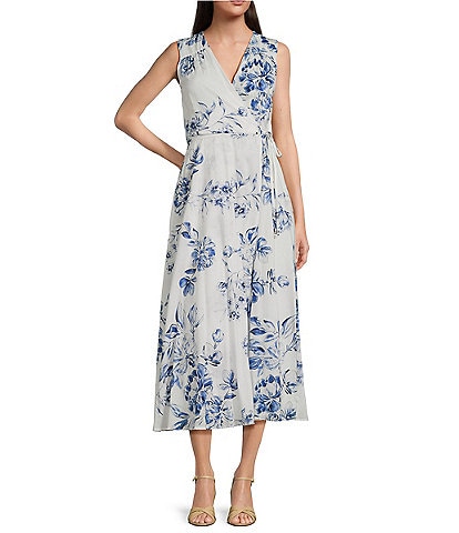 Calvin Klein Sleeveless V-Neck A-Line Midi Dress