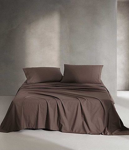 Calvin Klein Solid Washed Cotton Percale Sheet Set