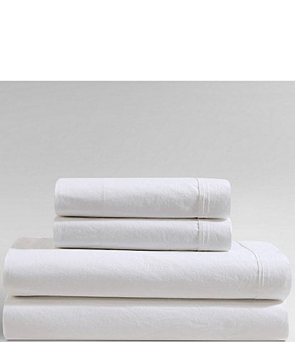 Calvin Klein Solid Washed Cotton Percale Sheet Set