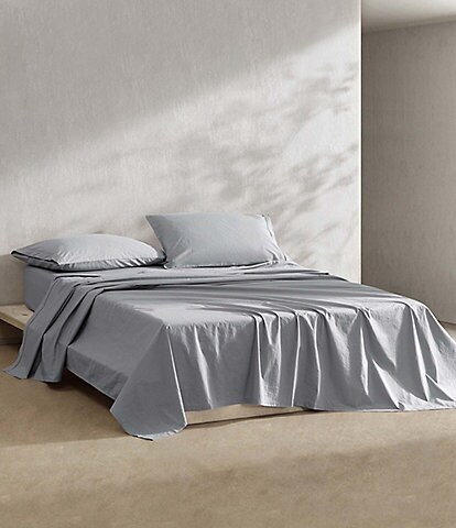 Calvin Klein Solid Washed Cotton Percale Sheet Set