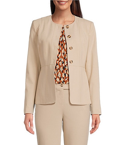 Calvin Klein Stretch Luxe Button Front Coordinating Tailored Jacket