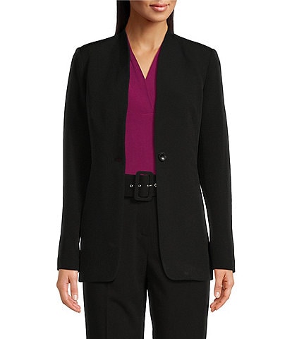 Calvin Klein Stretch V Neckline Long Sleeve Button Front Jacket