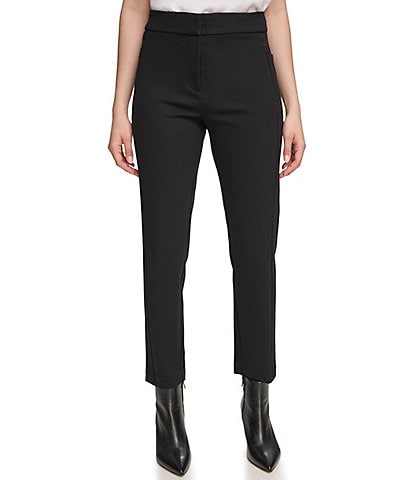 Calvin Klein Stretch Woven Ankle Straight Pants
