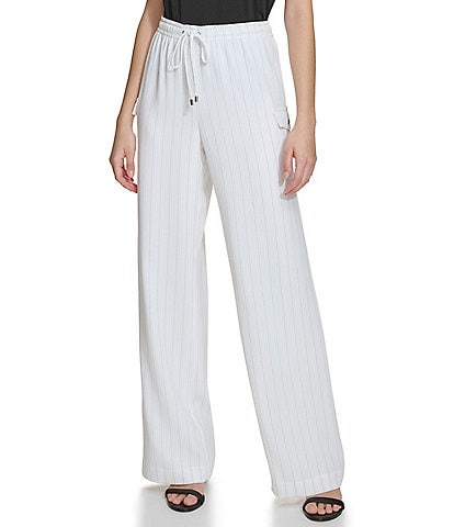 Calvin Klein Striped Wide Leg Coordinating Pull-On Pants