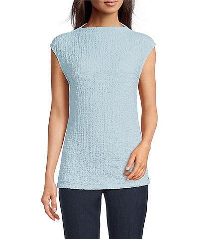 Calvin Klein Textured Mock Neck Sleeveless Top
