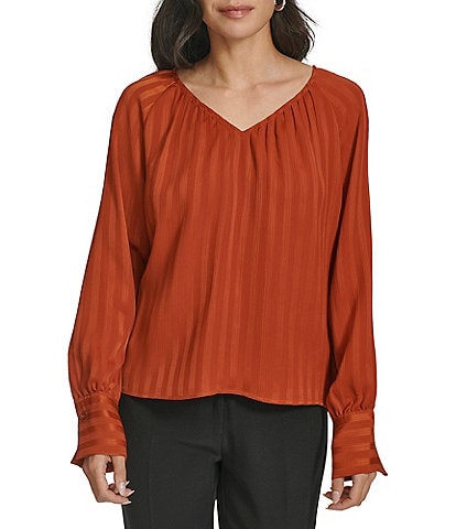 Calvin Klein V Neckline Long Sleeve Blouse