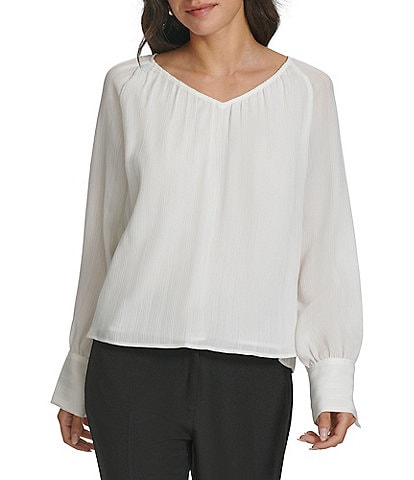 Calvin Klein V Neckline Long Sleeve Blouse