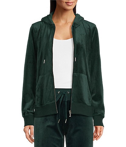 Calvin Klein Velour Zip Front Coordinating Hoodie Jacket