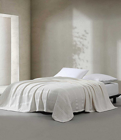 Calvin Klein Waffle Stripe Cotton Bed Blanket