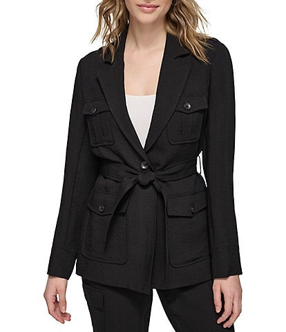 Calvin Klein Notch Lapel Long Sleeve One Button Jacket