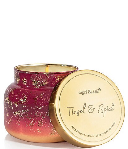 Capri Blue Glimmer Fragrances Collection Tinsel & Spice 28 oz. Oversized Signature Jar
