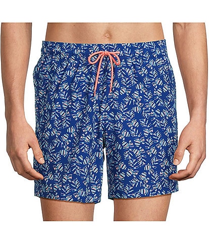 Caribbean Abstract Leaf 6" Swim Trunks